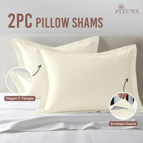 Pure 100% Cotton Pillow Shams King Size Set of 2 Ivory (2 Count)