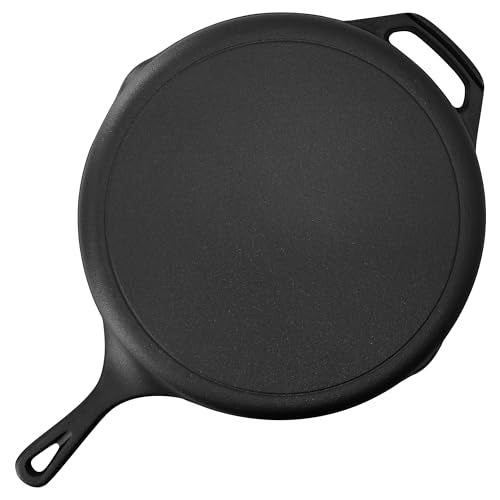 12 Inch Pre Seasoned Cast Iron Skillet with Cast Iron Lid