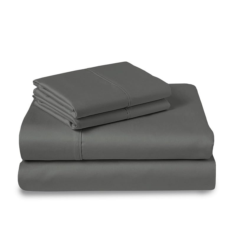 100% Cotton Sheets Set King 400 Thread Count Dark Grey