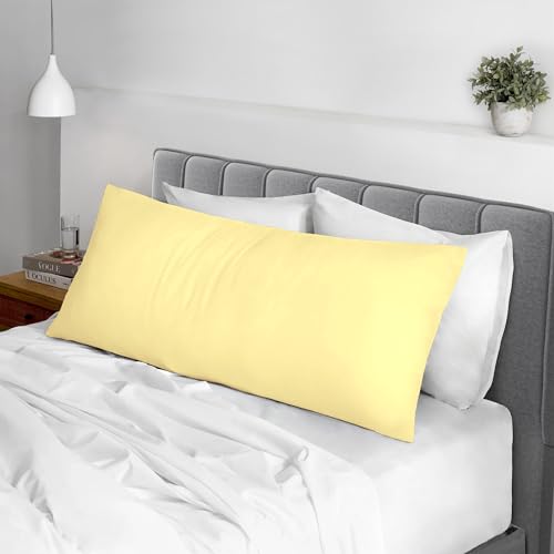 100% Cotton Long Body Pillow Case 400 Thread Count Mellow Yellow (2 Count)