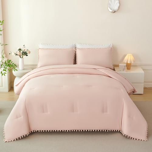 Peach Pink Comforter Set Twin Size