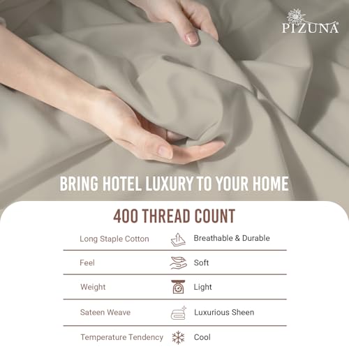 Cotton Twin Duvet Cover + Sheet Set 400 Thread Count Simply Taupe