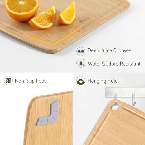 Lightweight Durable Bamboo Cutting Board Set with Non (2 Count)