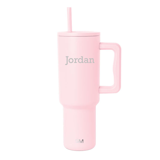 Personalized Tumbler with Handle and Straw