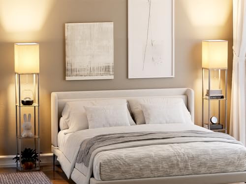 Floor Lamp with Shelves for Living Room 2 Pack Oak Gray (2 Count)
