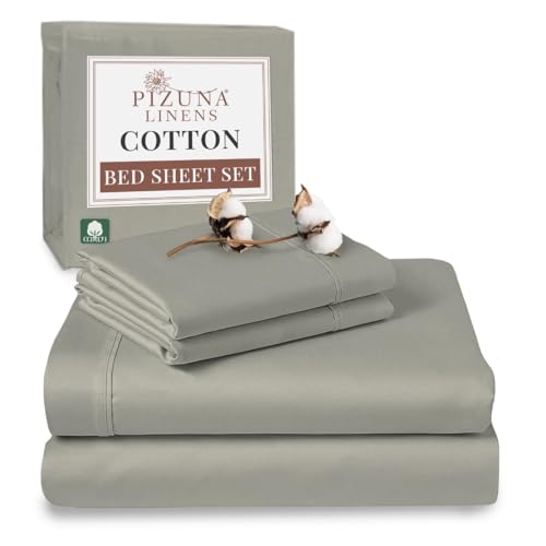 100% Cotton Sheets Set Twin XL 400 Thread Count Silver