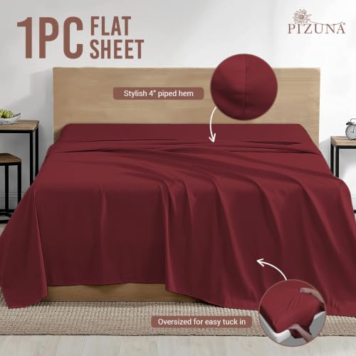 100% Cotton King Flat Sheet 400 Thread Count Rio Red