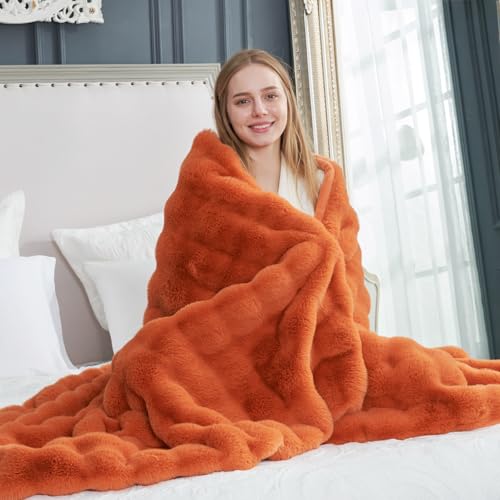 Faux Fur Throw Blanket for Couch