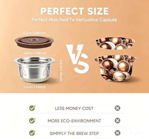 2PCS Stainless Steel Reusable Coffee Pods for Nespresso Vertuo