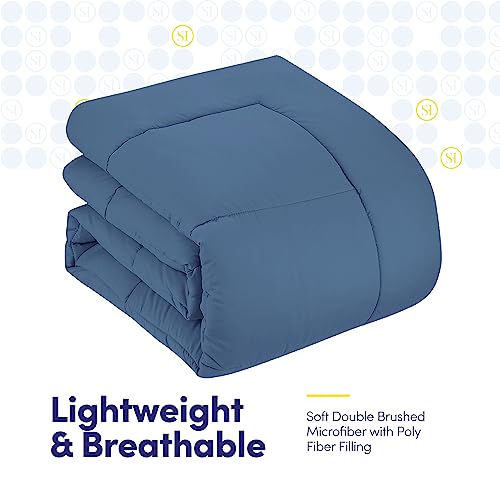 7 Piece Comforter Set Bag Solid Color All Season Soft Down Alternative Blanket & Luxurious Microfiber Bed Sheets