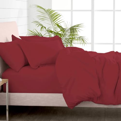 100% Cotton King Duvet Cover Set + Fitted Sheet 400TC Rio Red