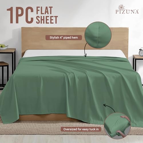 100% Cotton Full Flat Sheet 400 Thread Count Hedge Green
