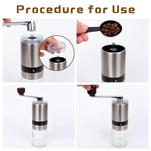 Outdoor Travel Coffee Gift Set with Goose Neck Kettle Glass Server Manual Grinder Glass Dipper 100 pcs Paper Filter and Scope for Drip