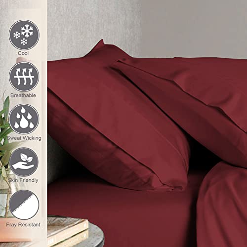 100% Cotton Queen Size Pillowcases 400 Thread Count Rio Red (2 Count)