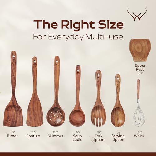 8 Pcs Teak Wooden Utensil Set (8 Count)