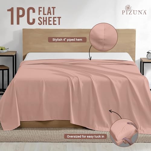 100% Cotton King Flat Sheet 400 Thread Count Misty Rose