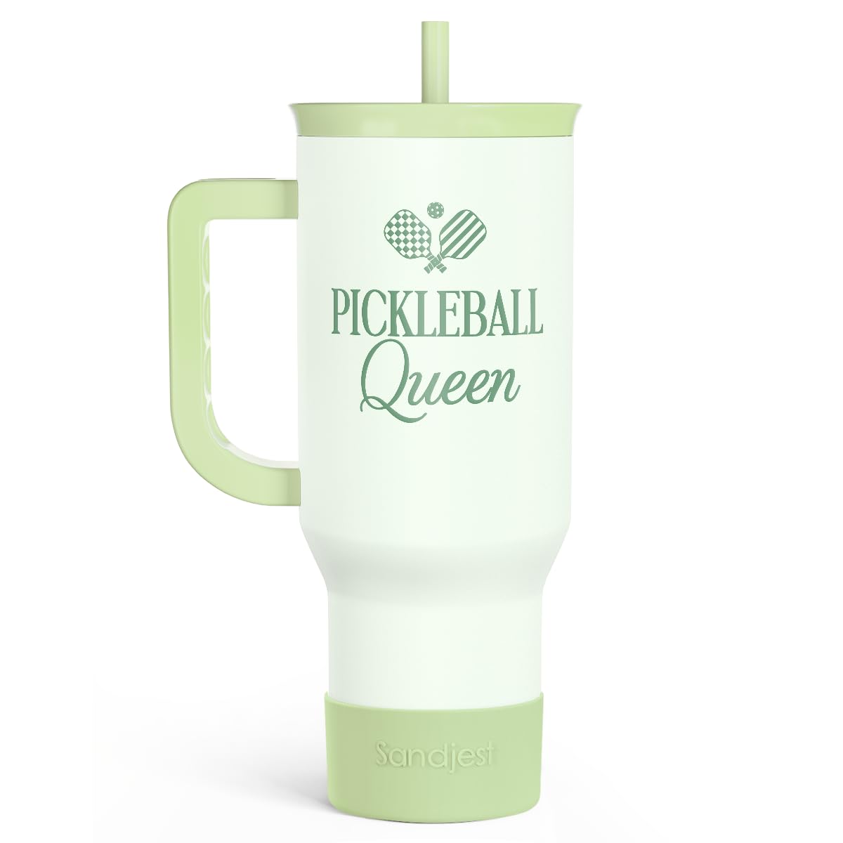 Pickleball 40oz Tumbler With Handle and Straw