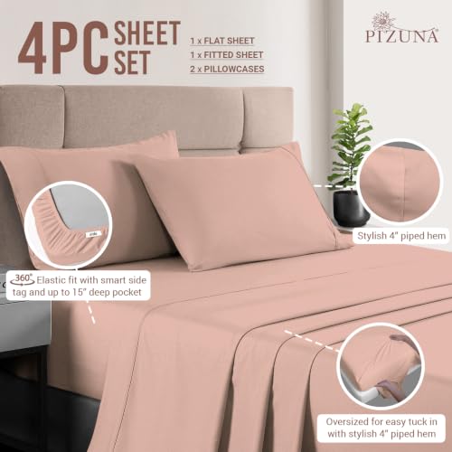 100% Cotton Sheets Set RV Queen 400 Thread Count Rose