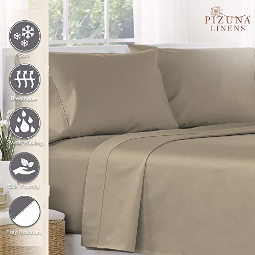 100% Cotton Twin XL Flat Sheet 400 Thread Count Simply Taupe