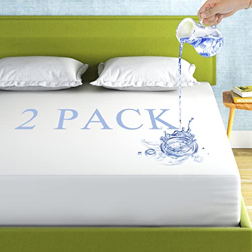 2 Pack Mattress Protector Queen Size 100% Waterproof Fitted Mattress Cover (2 Count)