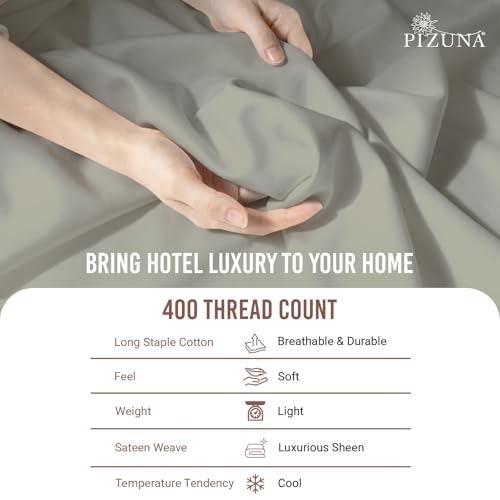 Cotton Queen Duvet Cover + Sheet Set 400 Thread Count Silver