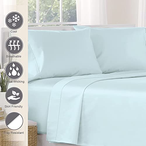 100% Cotton Full Flat Sheet 400 Thread Count Baby Blue