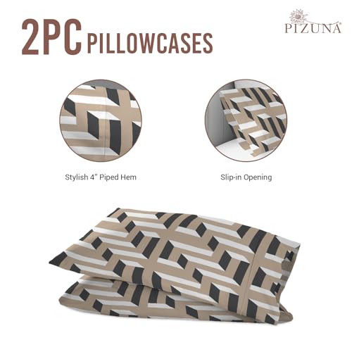 100% Cotton Mosaic Print Queen Pillowcases 400TC