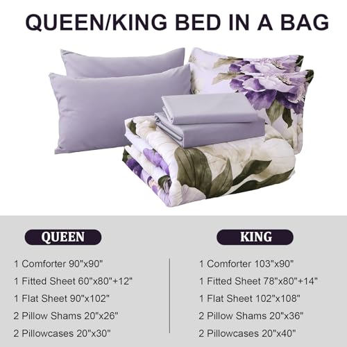 Purple King Size Comforter Set 7 Piece Bed in a Bag
