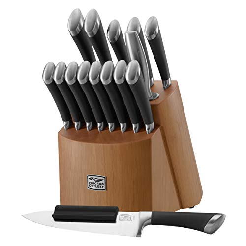 Fusion 17 Piece Kitchen Knife Set with Wooden Storage Block