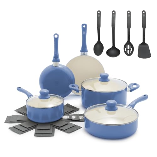 16pc Ceramic Nonstick Pots & Pans Cookware Set