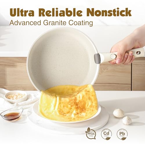 24 Piece Nonstick Detachable Handle Pots and Pans Set White