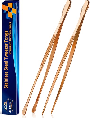 2 Pcs 14 Inch Kitchen Tweezers Extra Long Cooking Tweezer Tongs Stainless Steel Long Food Tweezers (2 Count)
