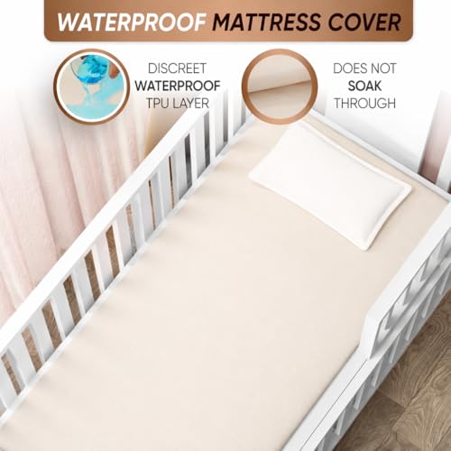 Deluxe Organic Cotton Percale Crib Mattress Protector Waterproof