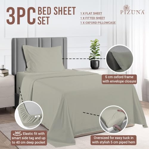 100% Cotton Sheets Set Twin XL 400 Thread Count Silver