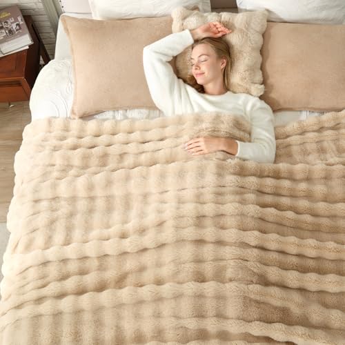 Faux Fur Throw Blanket for Couch