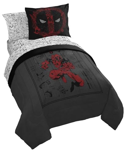 Marvel Deadpool Twin Comforter Set 5 Piece Soft Bedding for Boys