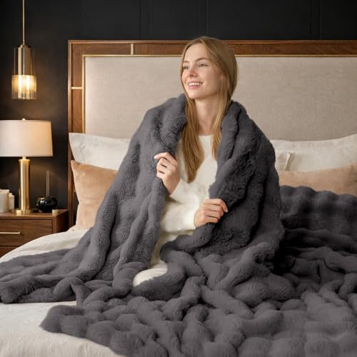 Faux Fur Bubble Throw for Couch