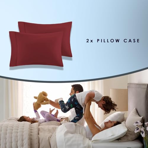 100% Luxury Cotton King Size Pillow Case Rio Red