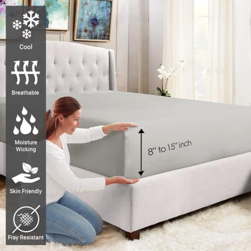 Queen Cotton Fitted Sheet 400 Thread Count Ash Grey