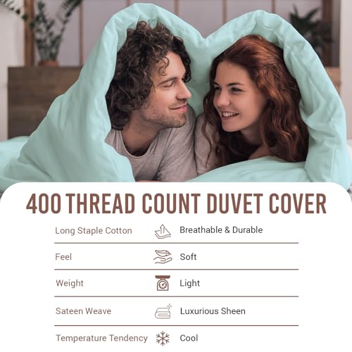 100% Cotton King Duvet Cover Set 400 Thread Count Baby Blue