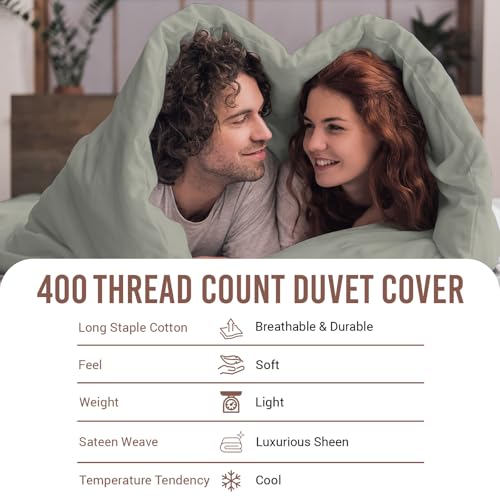 100% Cotton King Duvet Cover Set 400 Thread Count Silver