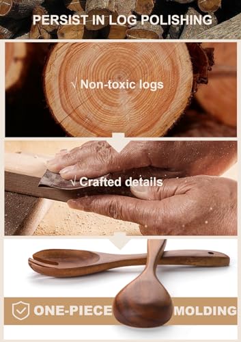 Wooden Cooking Utensils Set with Holder (10 Count)