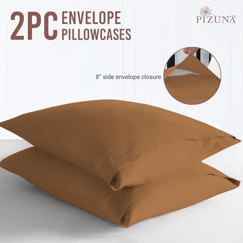 100% Cotton King Size Pillowcases 400 Thread Count Mocha Brown