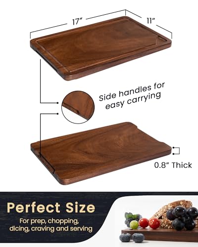 Walnut Wood Cutting Board with Juice Groove for Kitchen Countertop