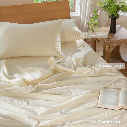 Duvet Cover Set 100% Washed Cotton Linen Like Super King Plus