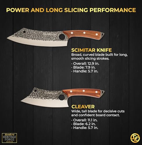 6PC Knife Set Leather Roll Cleaver Serbian Viking Boning Scimitar Kiritsuke (6 Count)