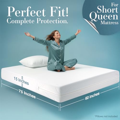 Mattress Protector Zippered Short Queen Size
