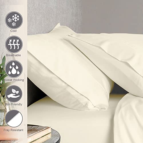 100% Cotton Queen Size Pillowcases 400 Thread Count New Ivory (2 Count)