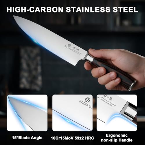 18 Piece Japanese Santoku Stainless Steel Knife Set with Block