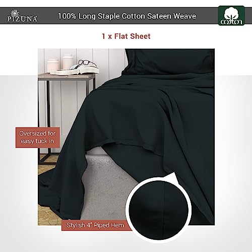 100% Cotton Queen Flat Sheet 400 Thread Count Black